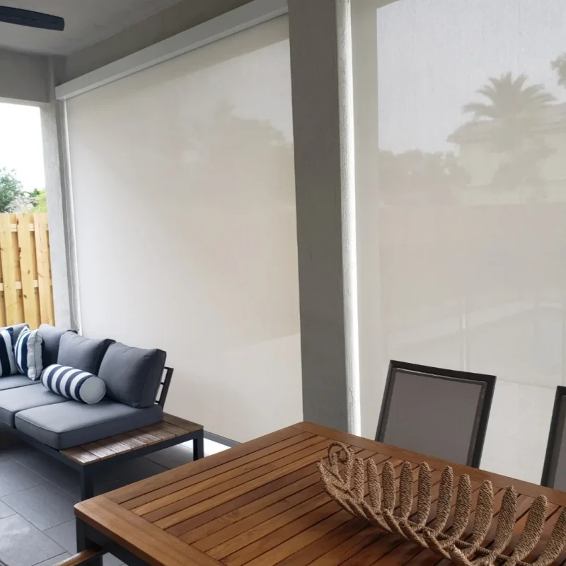 Save energy with exterior window shades that help regulate the temperature of your outdoor spaces.